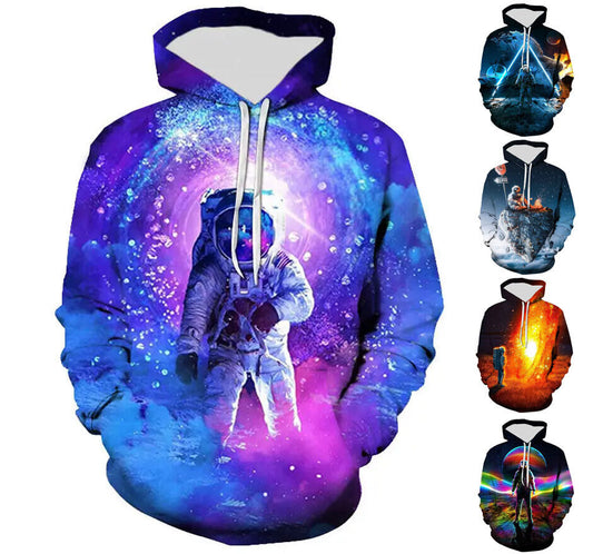 Spaceman Astronaut Graphic Print Hoodie Mens Sweatshirt Top