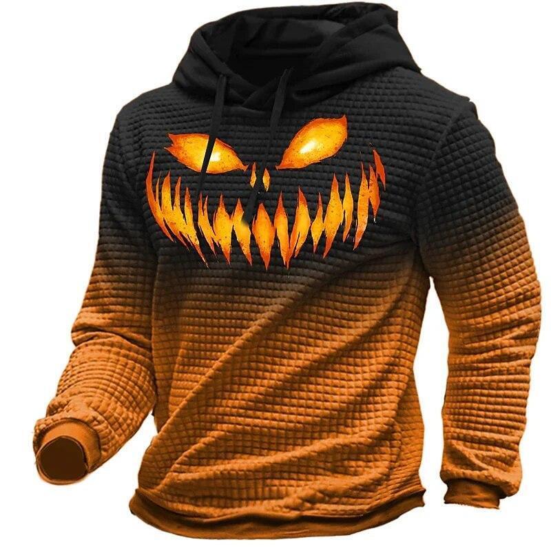 Halloween Pumpkin Graphic Print Hoodie Mens Sweatshirt Top Long Sleeve