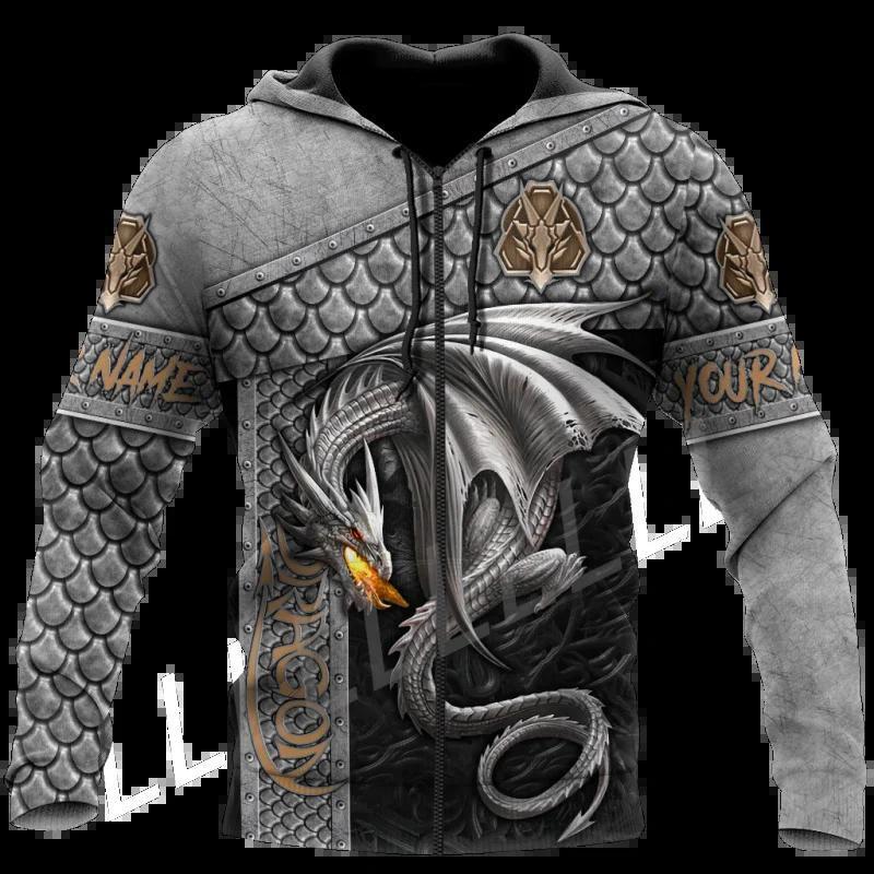 Dragon Design Graphic Print Hoodie Mens Sweatshirt Top Long Sleeve