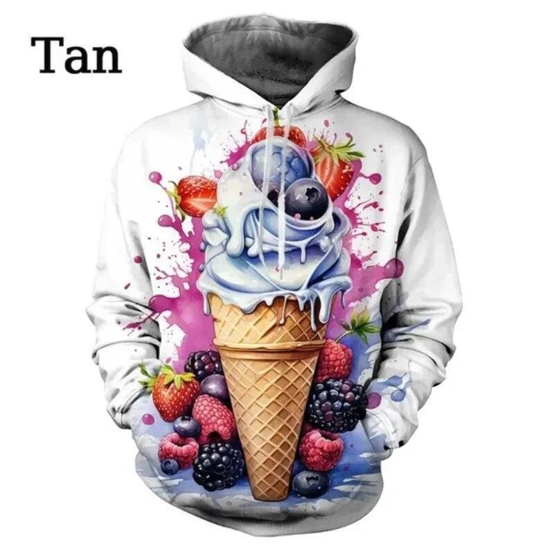 Ice Cream Graphic Print Hoodie Mens Sweatshirt Top Long Sleeve