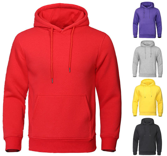 Solid Color Graphic Print Hoodie Mens Sweatshirt Top Fleece Warm Sportswear