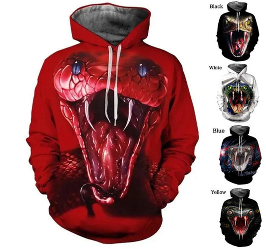 Snake Viper Graphic Print Hoodie Mens Sweatshirt Top Long Sleeve