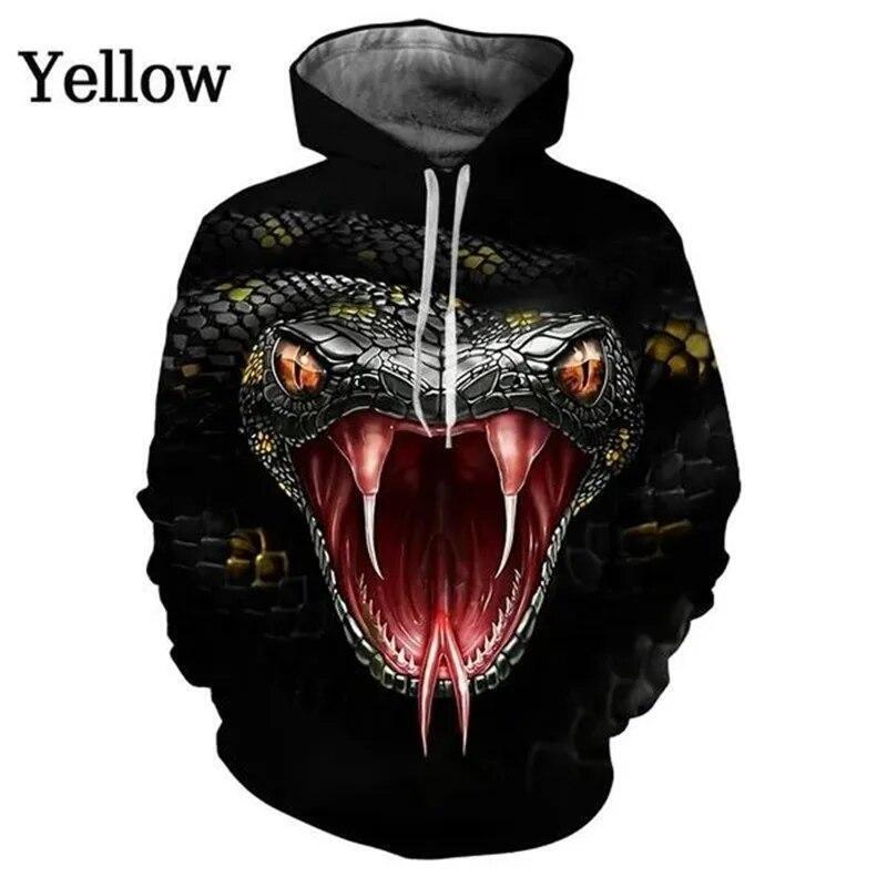 Snake Viper Graphic Print Hoodie Mens Sweatshirt Top Long Sleeve