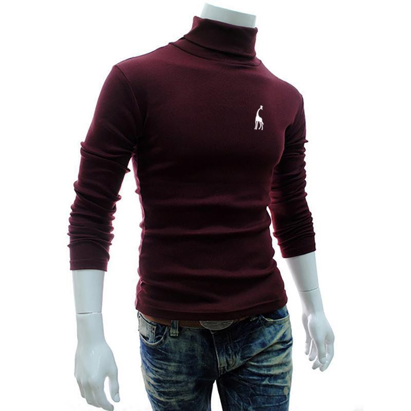 Mens Sweater Jumper Pullover Turtleneck Cotton Knitted Solid Tops Size S-XXXL