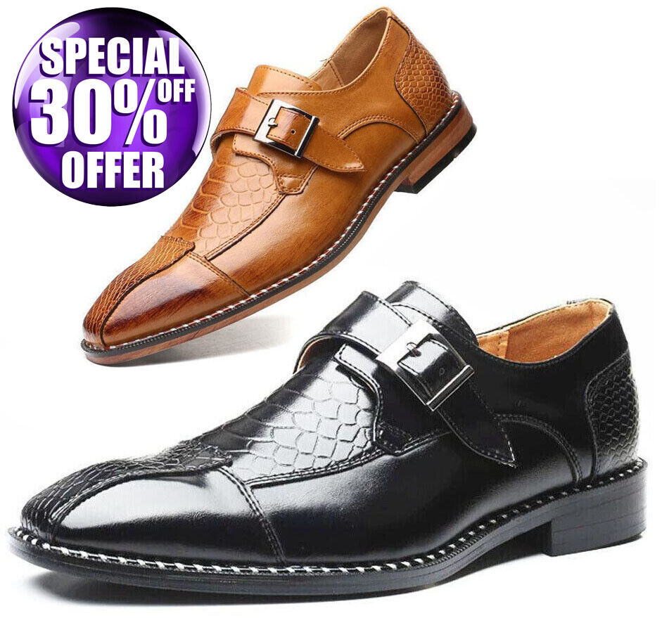 Mens Leather Shoes Buckled Luxury Formal Dress Business Wedding Shoes Sizes 5-13