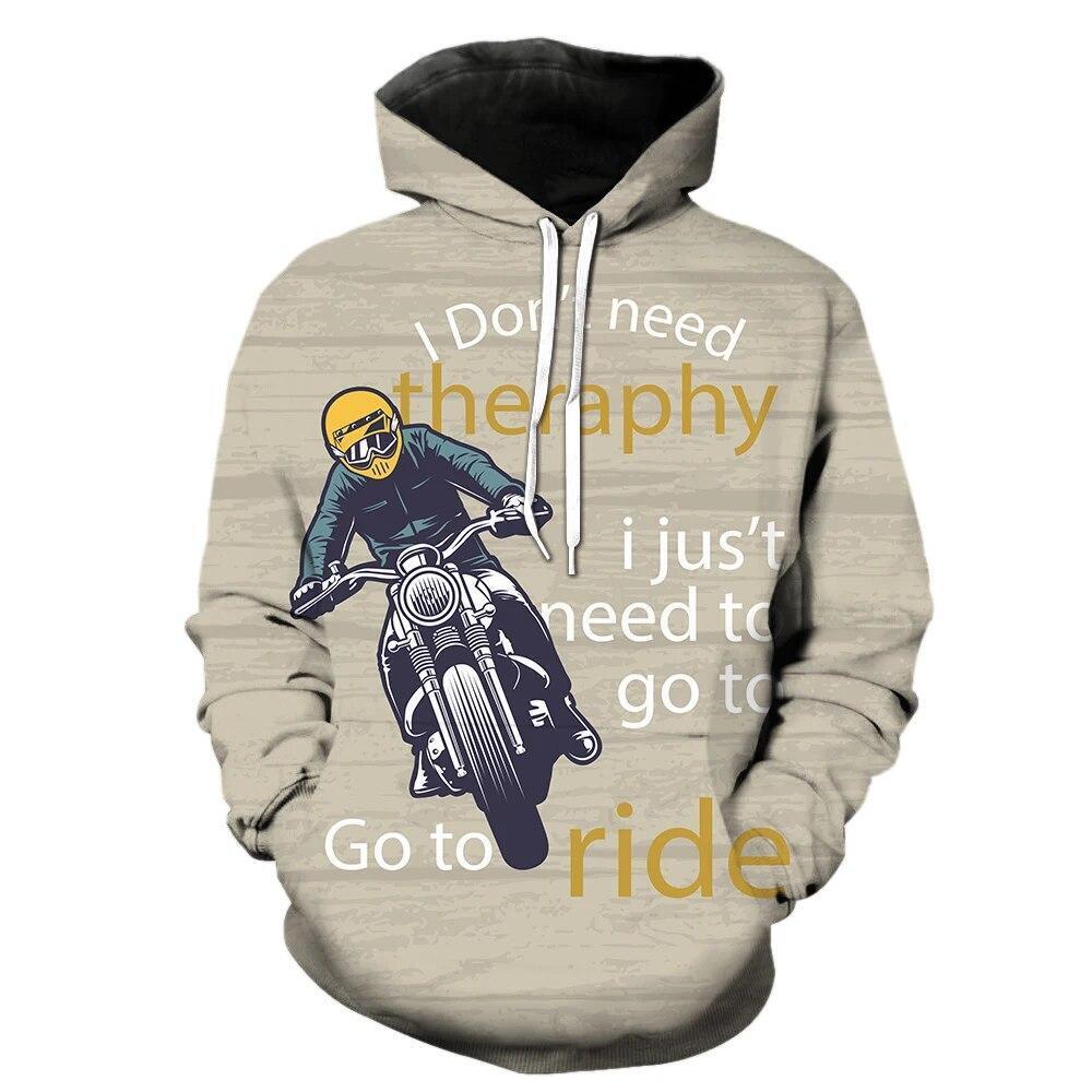 Motorcycle Vintage Graphic Print Hoodie Mens Sweatshirt Top