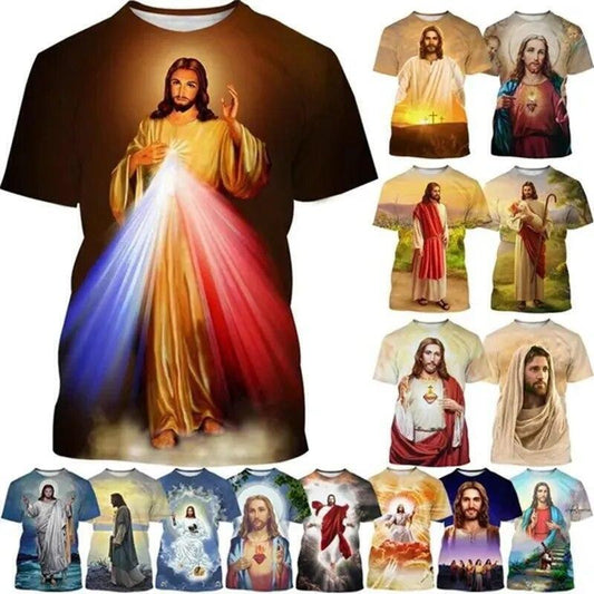 Love Jesus Graphic Print T-shirt Mens Short Sleeve Tee Top O Neck