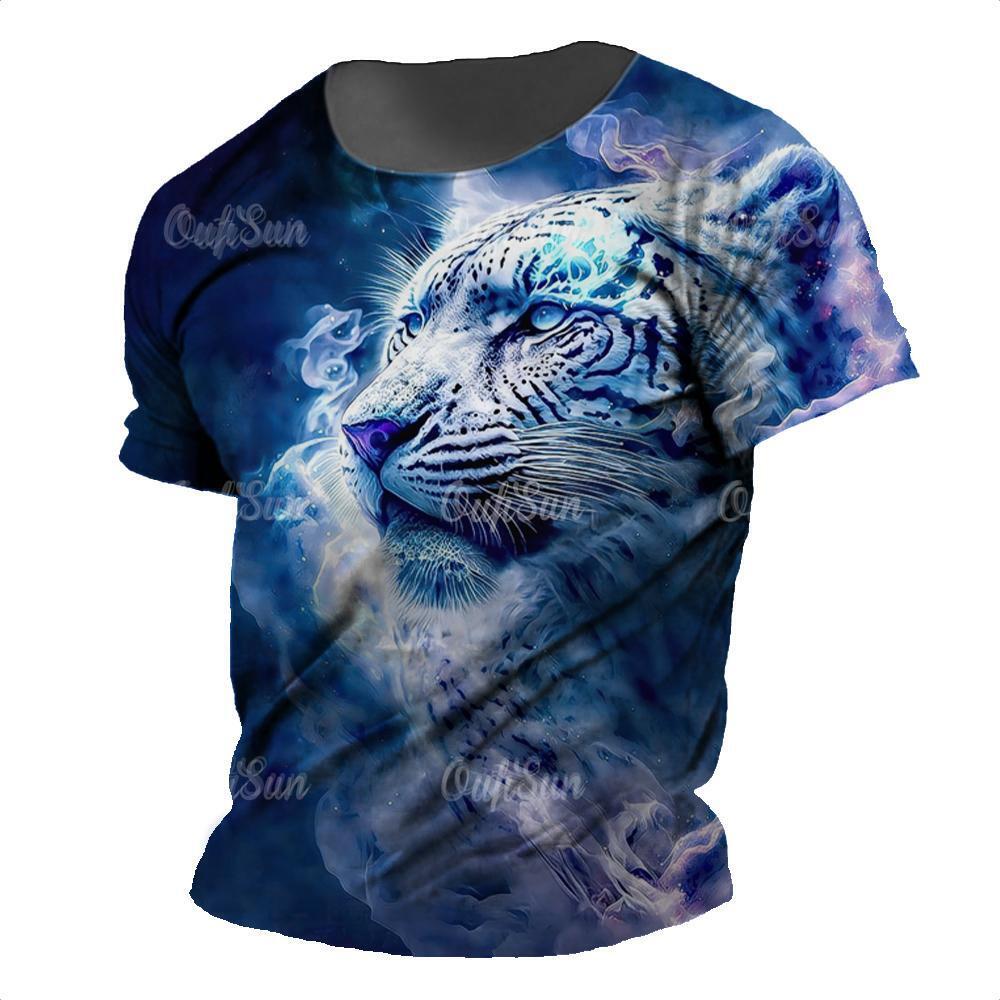 Panther Lion Tiger Graphic Print T-shirt Mens Short Sleeve Tee Top