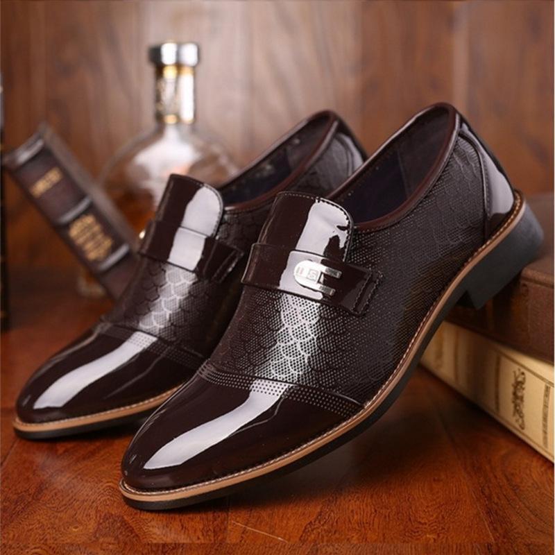 Mens Leather Shoes Slip-On Dress Formal Business Wedding Flat Shoes Sizes 5-10