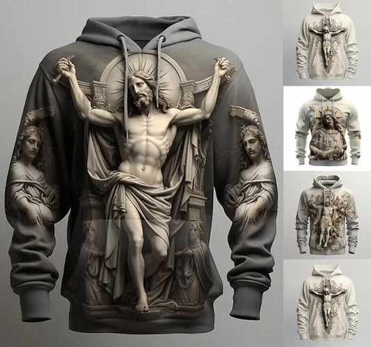Crucifixion Of Jesus Graphic Print Hoodie Mens Sweatshirt Top