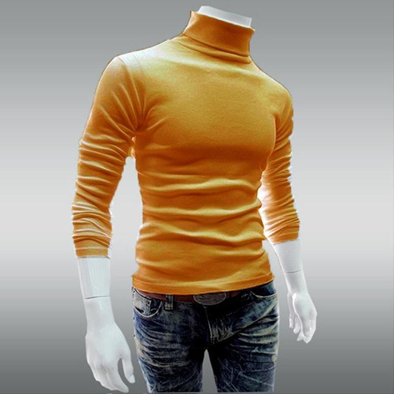 Mens Sweater Jumper Turtleneck Pullover Cotton Knitted Solid Tops Size S-XXXL