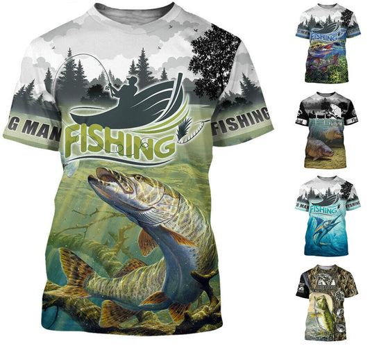 Carp Fishing Design Graphic Print T-shirt Mens Short Sleeve Tee Top