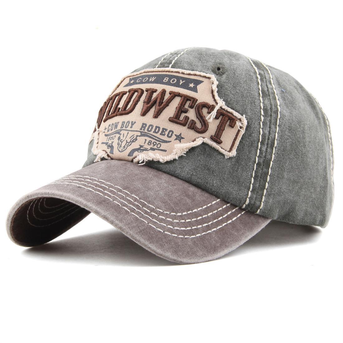 Mens Baseball Cap Classic Trucker Hat Wild West Embroidered Adjustable Visor