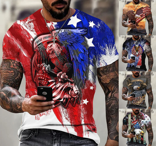 American Eagle Graphic Print T-shirt Mens Short Sleeve Tee Top O Neck v2