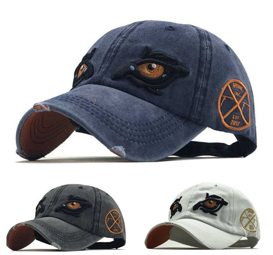 Mens Baseball Cap Classic Trucker Hat Eyes Embroidered Adjustable Visor Ballcap
