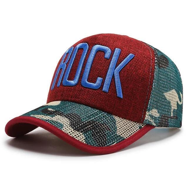 Mens Baseball Cap Classic Trucker Hat Rock Embroidered Adjustable Visor Ballcap