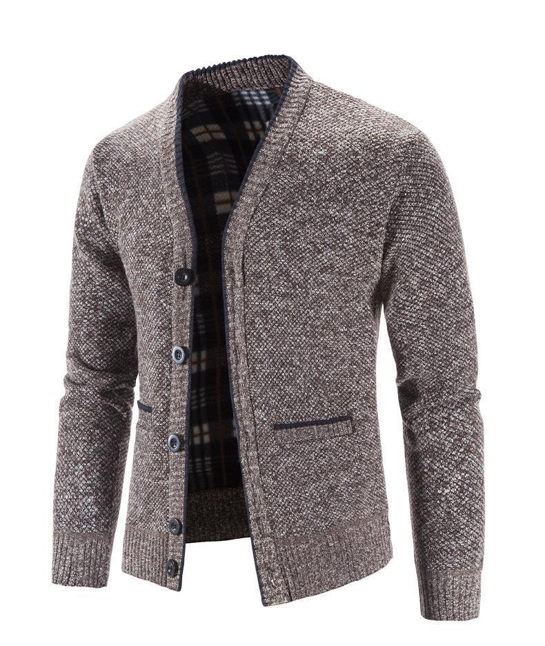 Mens Sweater Jumper Knitted Fleece Medium Length Cardigan Coat Size S-3XL