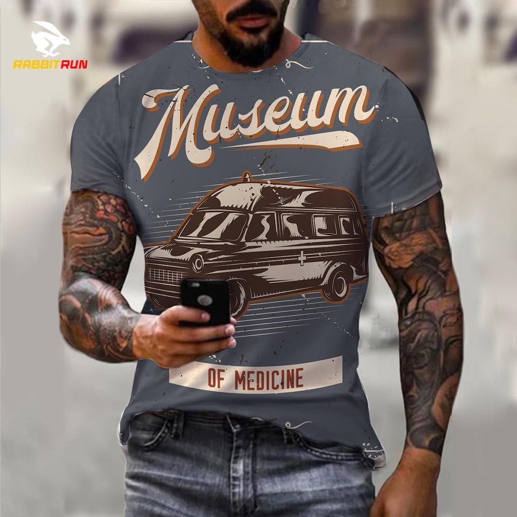 Vintage Hot Rod Car Graphic Print T-shirt Mens Short Sleeve Tee Top