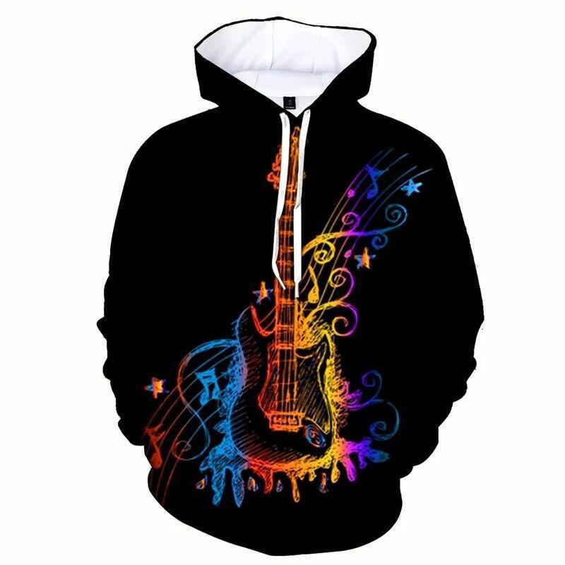 classic bass guitar graphic print hoodie mens sweatshirt top