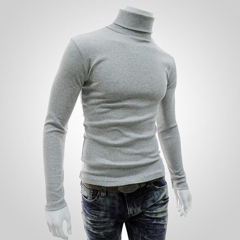 Mens Sweater Jumper Turtleneck Pullover Cotton Knitted Solid Tops Size S-XXXL