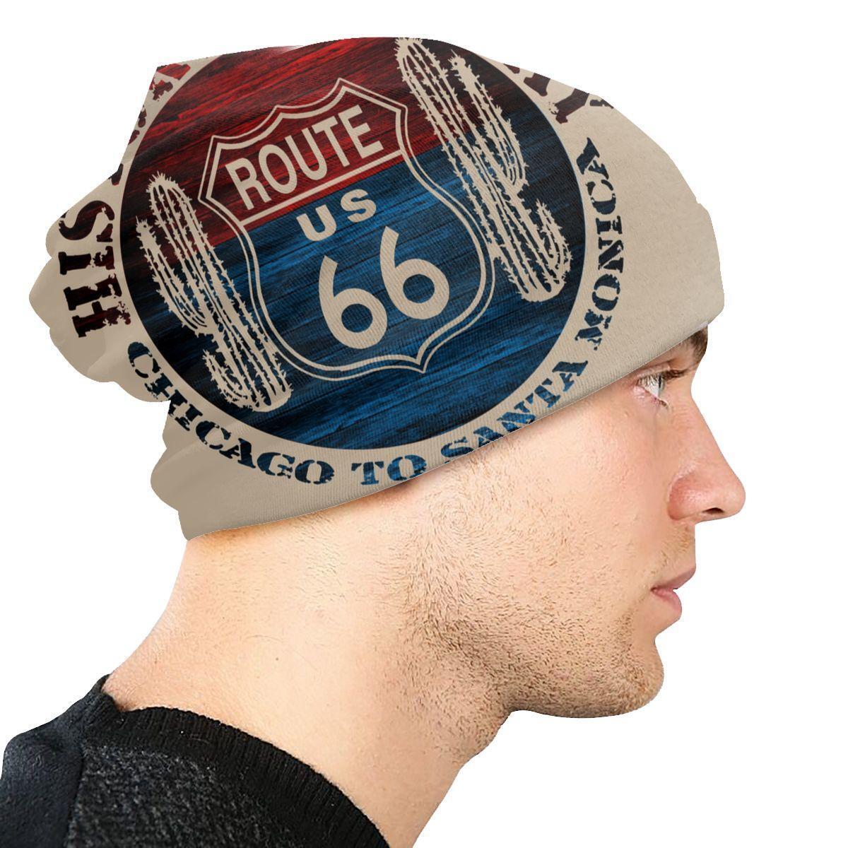Beanie Skullie Cap Route 66 Inspired Biker Skater Street Ski Cap