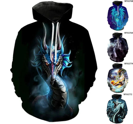 Serpant Dragon Graphic Print Hoodie Mens Sweatshirt Top Long Sleeve