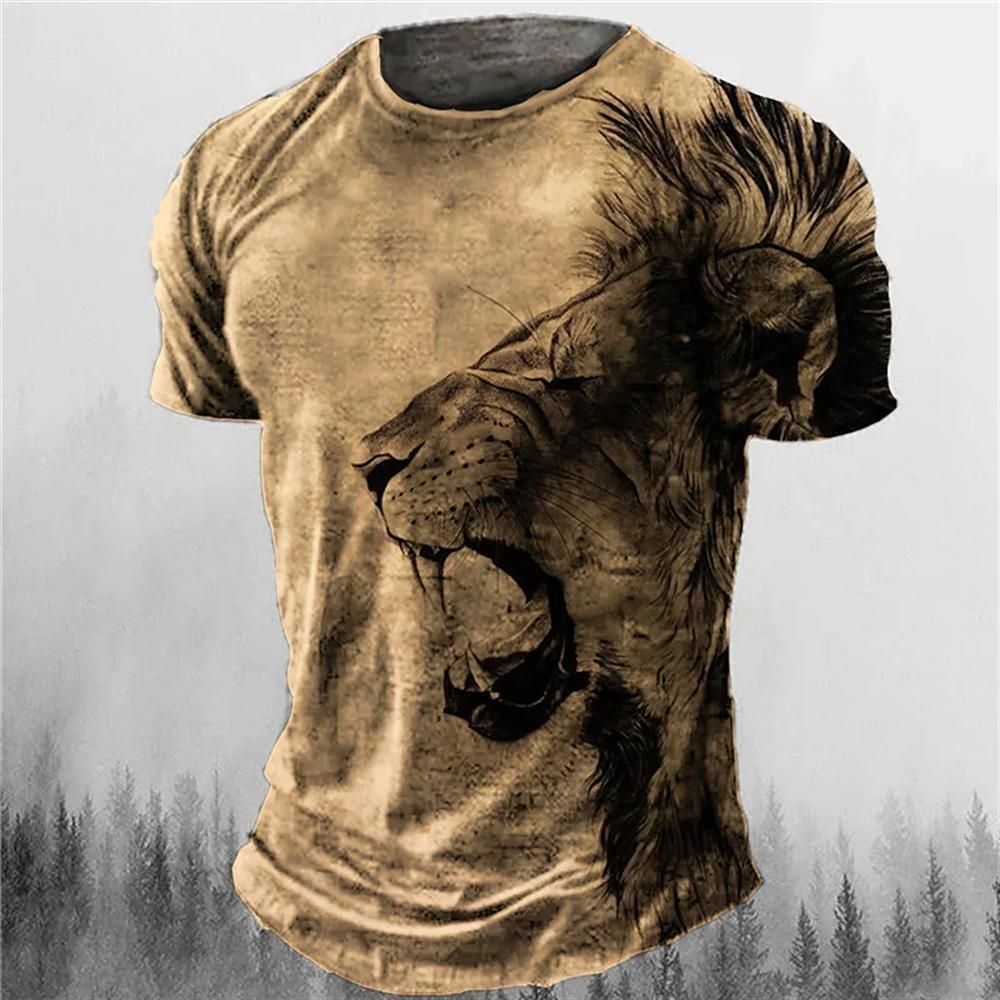 Panther Lion Tiger Graphic Print T-shirt Mens Short Sleeve Tee Top