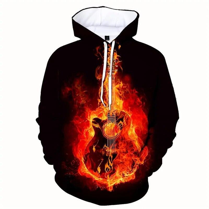 classic bass guitar graphic print hoodie mens sweatshirt top