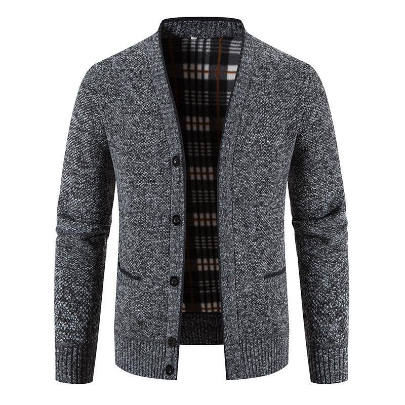 Mens Sweater Jumper Knitted Fleece Medium Length Cardigan Coat Size S-3XL