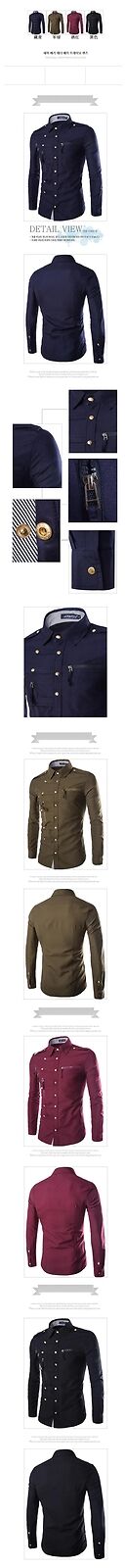 Mens Cargo Shirt Slim Fit Long Sleeve Casual Fashion Double Pocket M-4XL