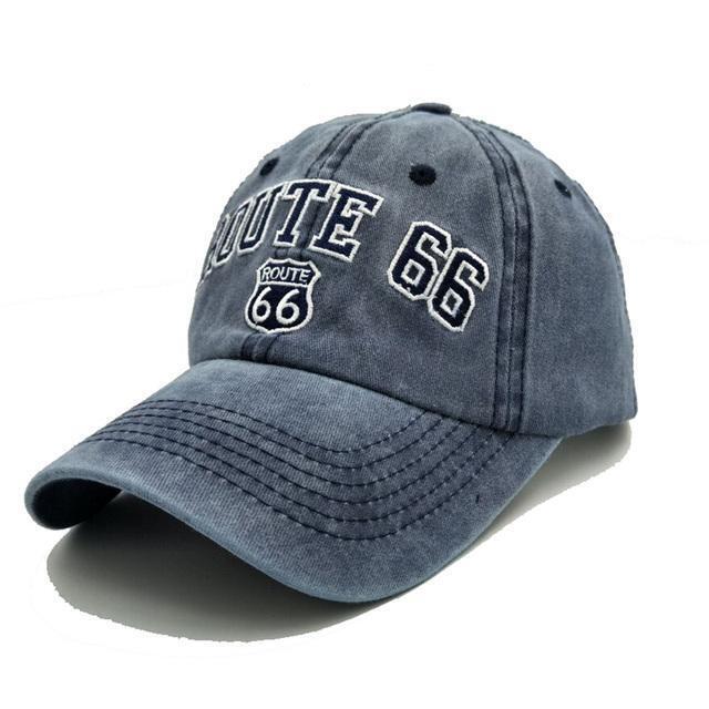 Mens Baseball Cap Classic Trucker Hat Route 66 Design Adjustable Visor Ballcap