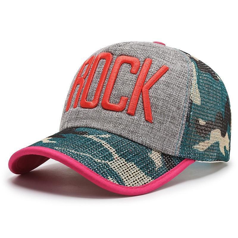 Mens Baseball Cap Classic Trucker Hat Rock Embroidered Adjustable Visor Ballcap