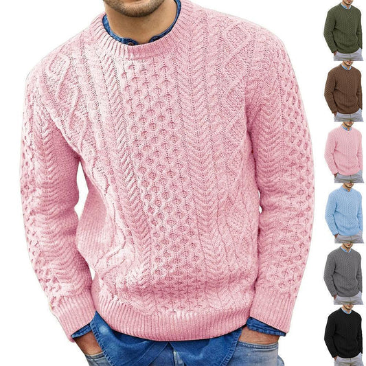 Mens Knitted Vintage Twist Sweater Jumper Casual Round Neck Size M-2XL