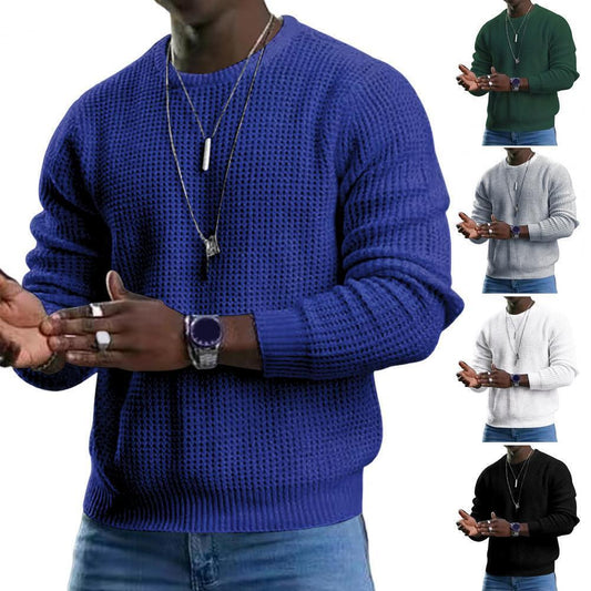 Mens Knitted Sweater Jumper Round Neck Casual Long Sleeve Size M-3XL