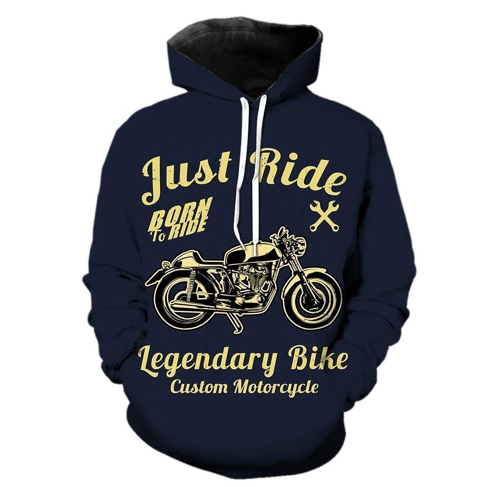 Motorcycle Vintage Graphic Print Hoodie Mens Sweatshirt Top