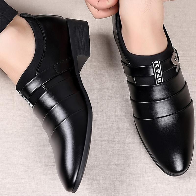 Mens Leather Shoes Slip-On Pointed Toe Business Dress Formal Wedding Sizes 5-10