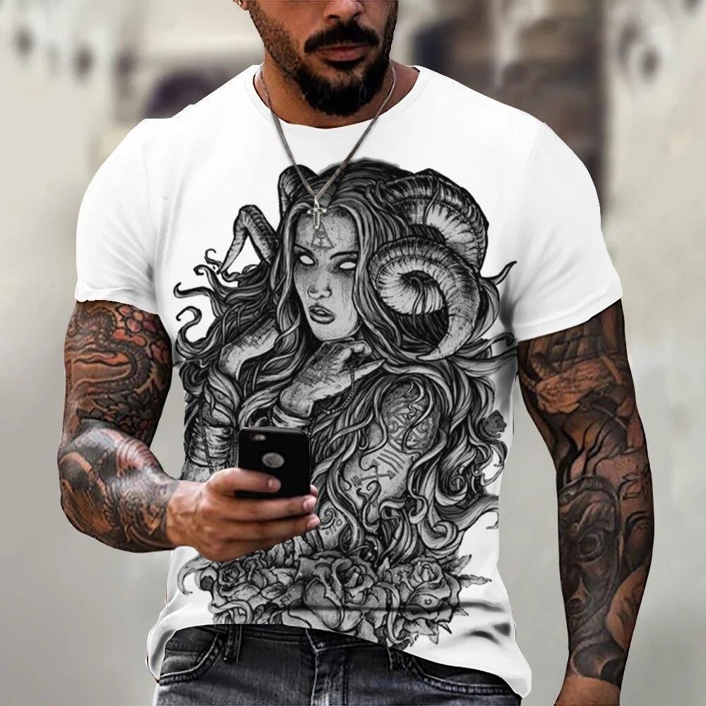 Sketch Art Drawing Graphic Print T-shirt Mens Short Sleeve Tee Top