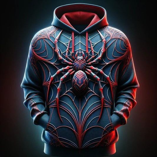 Spider Inspired Graphic Print Hoodie Mens Sweatshirt Top Long Sleeve