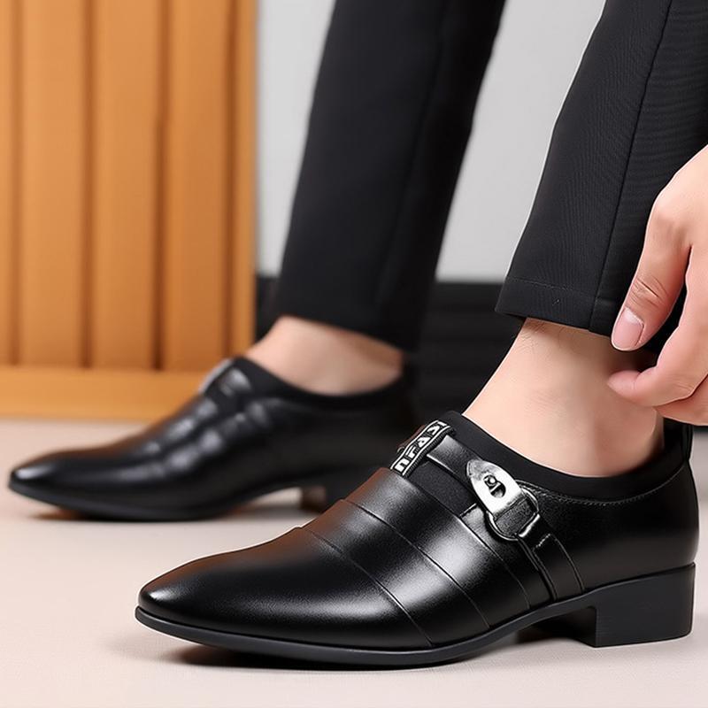 Mens Leather Shoes Slip-On Pointed Toe Business Dress Formal Wedding Sizes 5-10