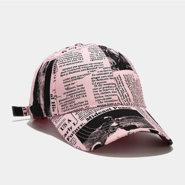 Mens Baseball Cap Classic Trucker Hat Newspaper Design Adjustable Visor Ballcap