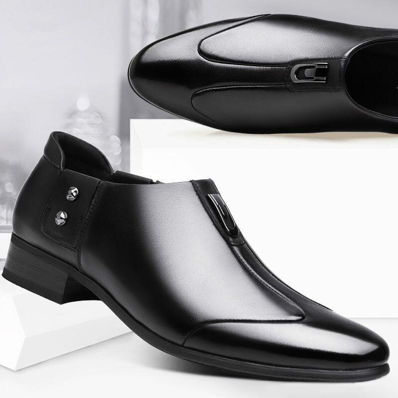 Mens Leather Shoes Slip-On Pointed Toe Loafers Formal Business Flats Size 5-10