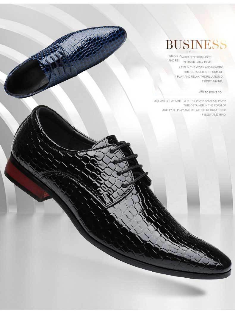 Mens Leather Shoes Lace-Up Formal Crocodile Print Dress Wedding Shoes Sizes 6-13