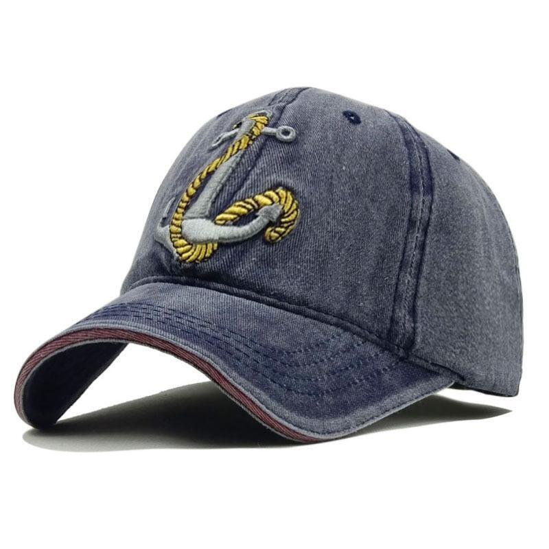 Mens Baseball Cap Classic Trucker Hat Sailing Anchor Embroidered Adjustable