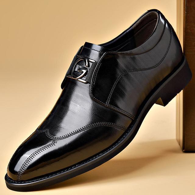Mens Shoes Slip-On Leather Pointed Toe Luxury Formal Business Wedding Sizes 5-11